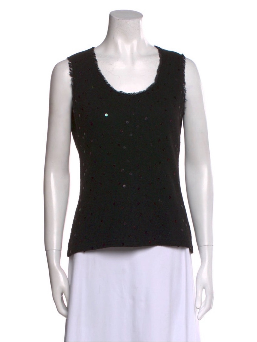 Jill Stuart Black Sequin wool Sleeveless Knit Tank